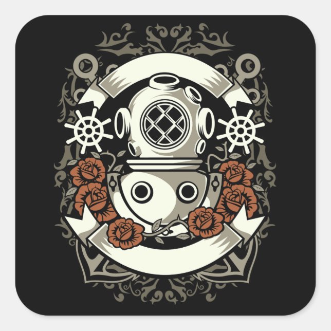 Scuba Diver Square Sticker (Front)
