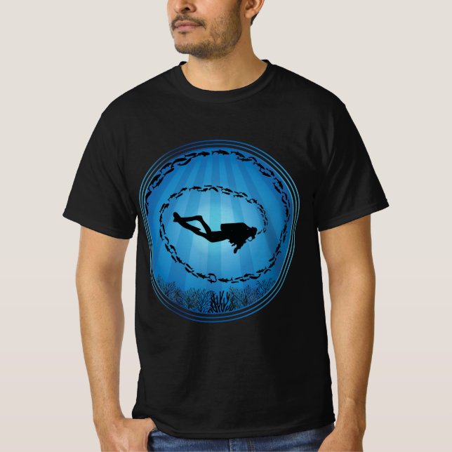 Scuba Diver Surrounded T-Shirt (Front)