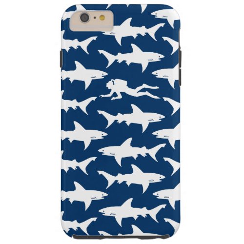 Scuba Diver Swimming with a School of Sharks Tough iPhone 6 Plus Case
