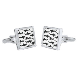 Scuba Diver Swimming with a School of Sharks Cufflinks