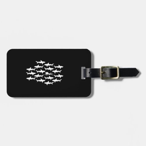 Scuba Diver Swimming with a School of Sharks Luggage Tag