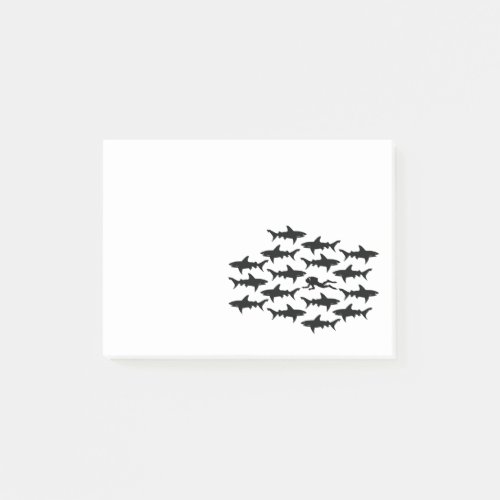 Scuba Diver Swimming with a School of Sharks Post_it Notes