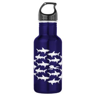 Scuba Diver Swimming with Sharks Funny Water Bottle