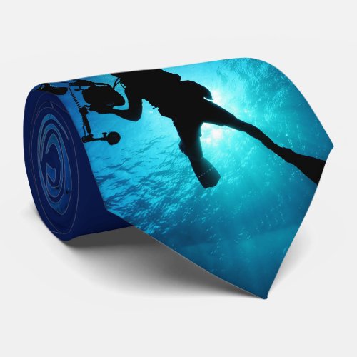 Scuba Diver Under Water Camera Blue Necktie
