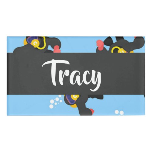 Scuba diver under water pattern name tag