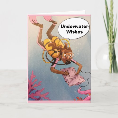 SCUBA DIVER UNDERWATER HAPPY BIRTHDAY GREETING CARD