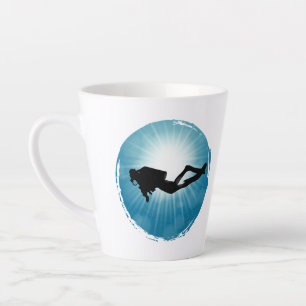 Scuba Diver Underwater Light Rays Latte Mug