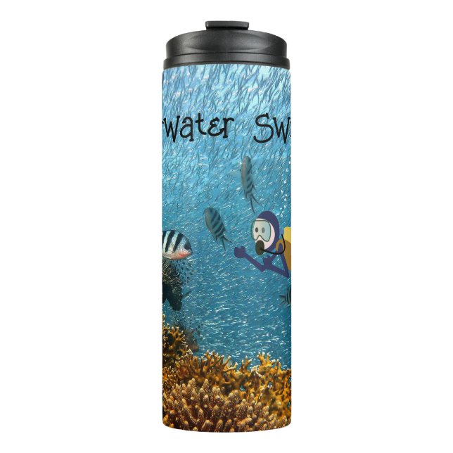 Scuba Diver underwater scene Personalize Thermal Tumbler (Front)