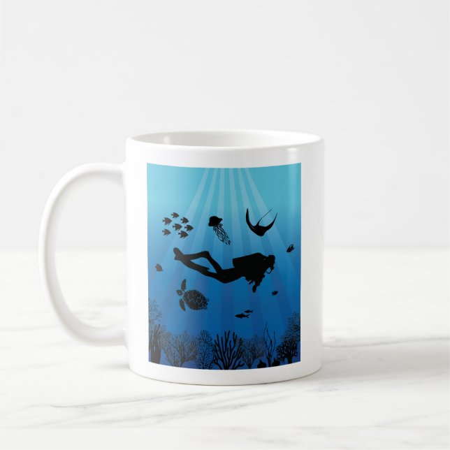 Scuba Diver Underwater Sealife Coffee Mug (Left)
