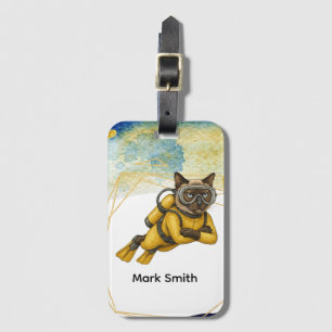 Scuba Diver with tank for Cat lovers Luggage Tag