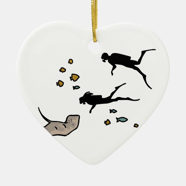 Scuba Divers Ceramic Ornament (Front)