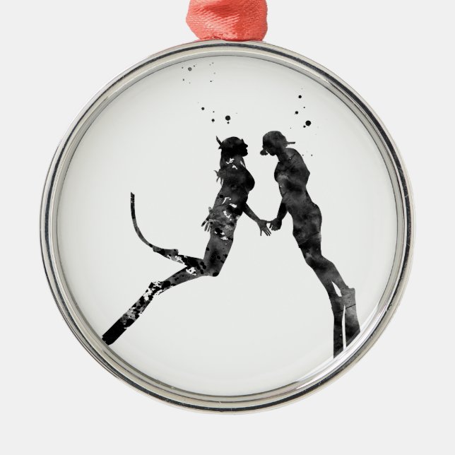 Scuba Divers Couple Metal Ornament (Front)