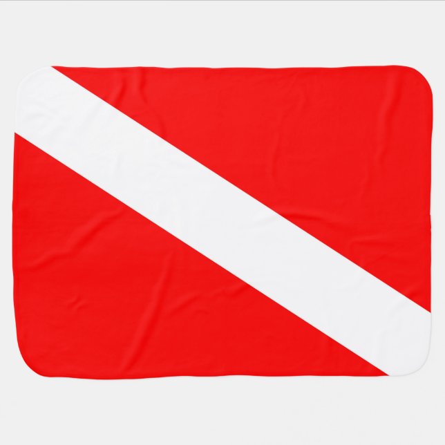 scuba divers flag red diagonal dive symbol baby blanket (Horizontal)