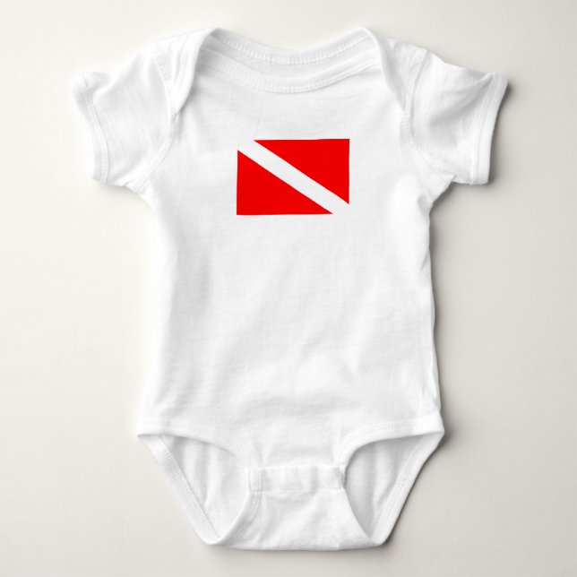 scuba divers flag red diagonal dive symbol baby bodysuit (Front)