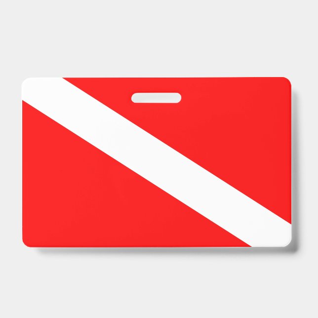 scuba divers flag red diagonal dive symbol badge (Front)