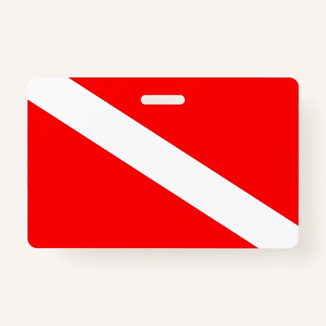 scuba divers flag red diagonal dive symbol badge (Front)