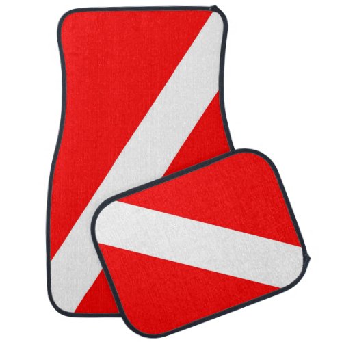 scuba divers flag red diagonal dive symbol car floor mat