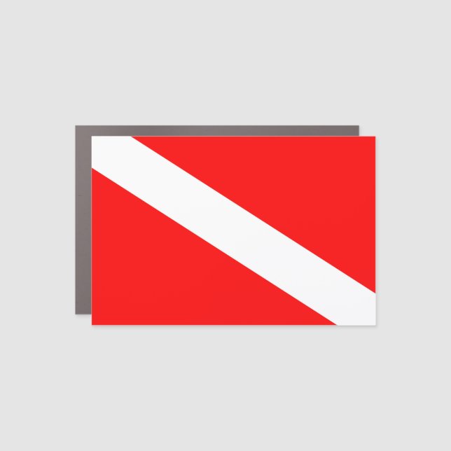 scuba divers flag red diagonal dive symbol car magnet (Front)