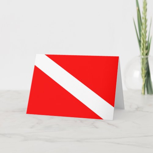scuba divers flag red diagonal dive symbol card