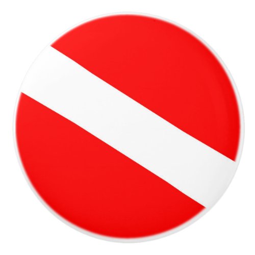 scuba divers flag red diagonal dive symbol ceramic knob