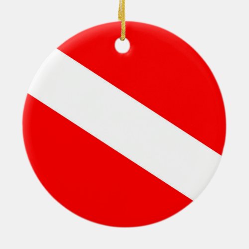 scuba divers flag red diagonal dive symbol ceramic ornament
