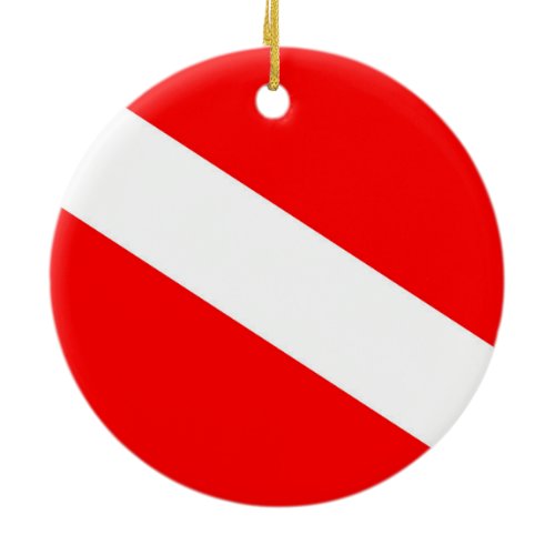 scuba divers flag red diagonal dive symbol ceramic ornament