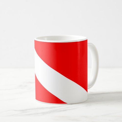 scuba divers flag red diagonal dive symbol coffee mug