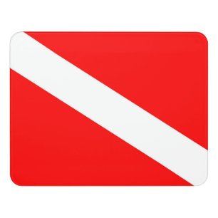 scuba divers flag red diagonal dive symbol door sign
