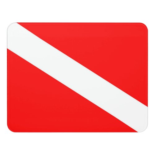 scuba divers flag red diagonal dive symbol door sign