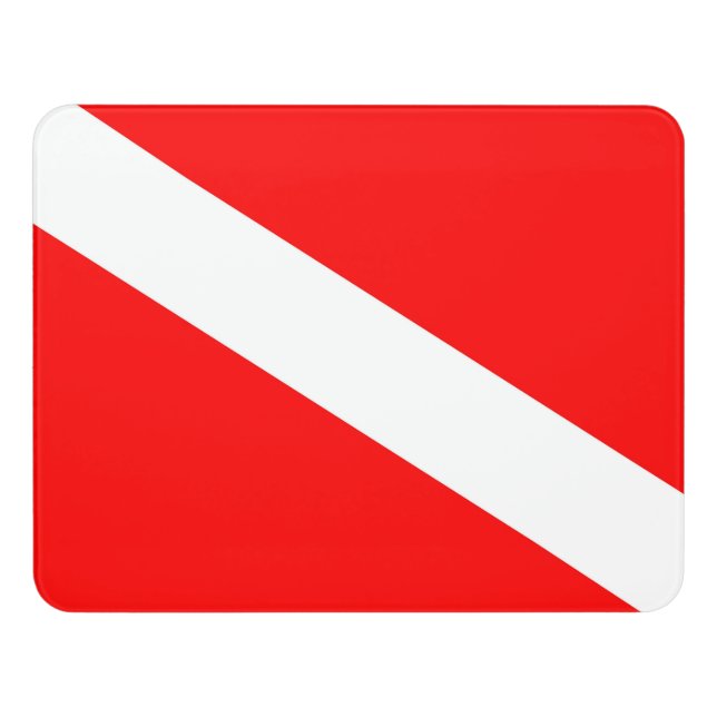 scuba divers flag red diagonal dive symbol door sign (Contemporary Front)