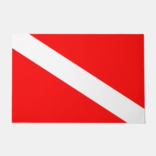 scuba divers flag red diagonal dive symbol doormat