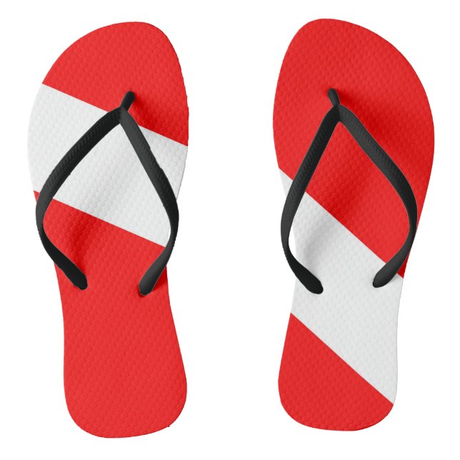 scuba divers flag red diagonal dive symbol flip flops (Footbed)