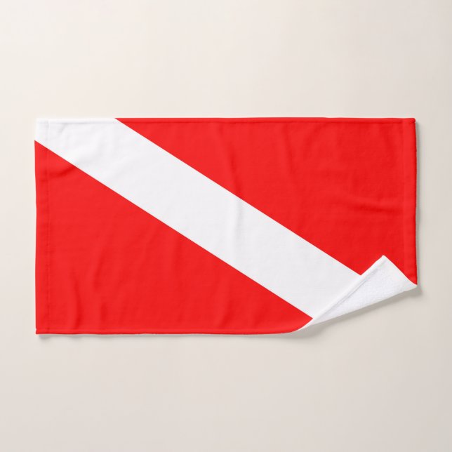 scuba divers flag red diagonal dive symbol hand towel  (Hand Towel)