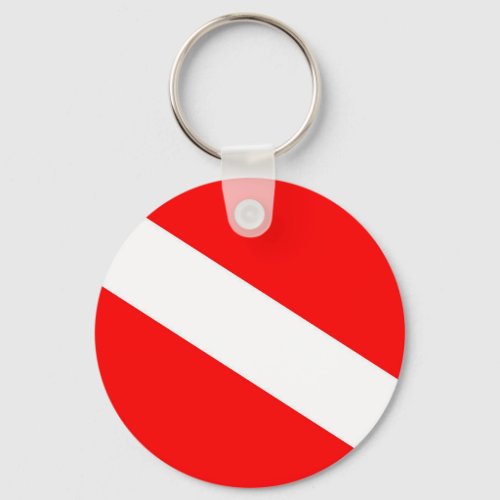scuba divers flag red diagonal dive symbol keychain