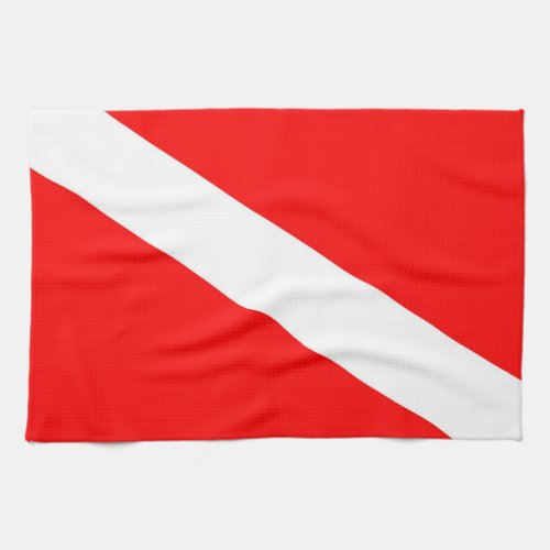 scuba divers flag red diagonal dive symbol kitchen towel