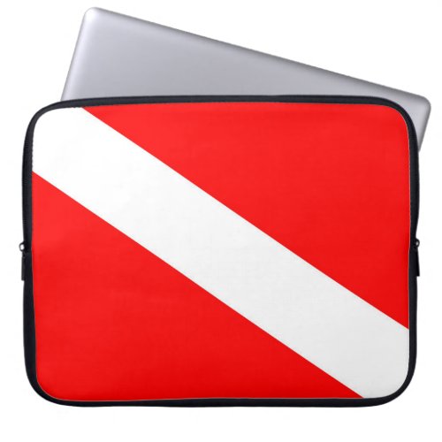 scuba divers flag red diagonal dive symbol laptop sleeve