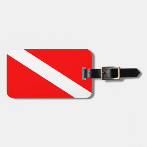 scuba divers flag red diagonal dive symbol luggage tag