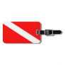 scuba divers flag red diagonal dive symbol luggage tag