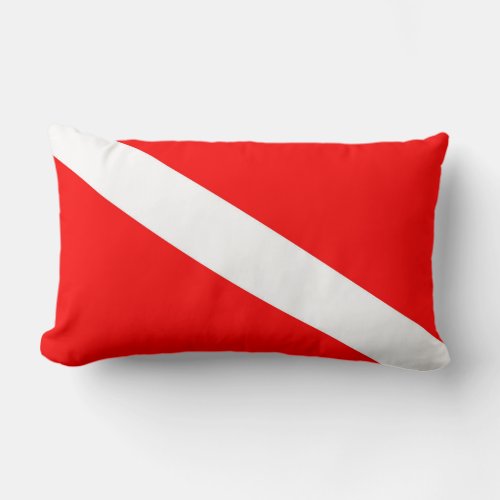 scuba divers flag red diagonal dive symbol lumbar pillow