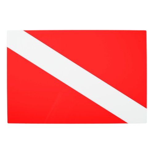 scuba divers flag red diagonal dive symbol metal print