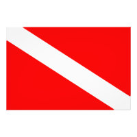 scuba divers flag red diagonal dive symbol