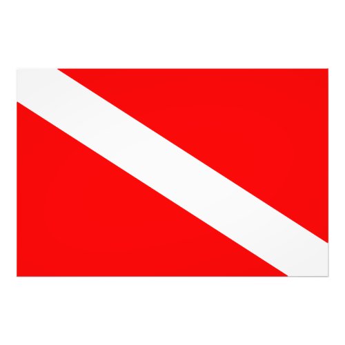 scuba divers flag red diagonal dive symbol photo print