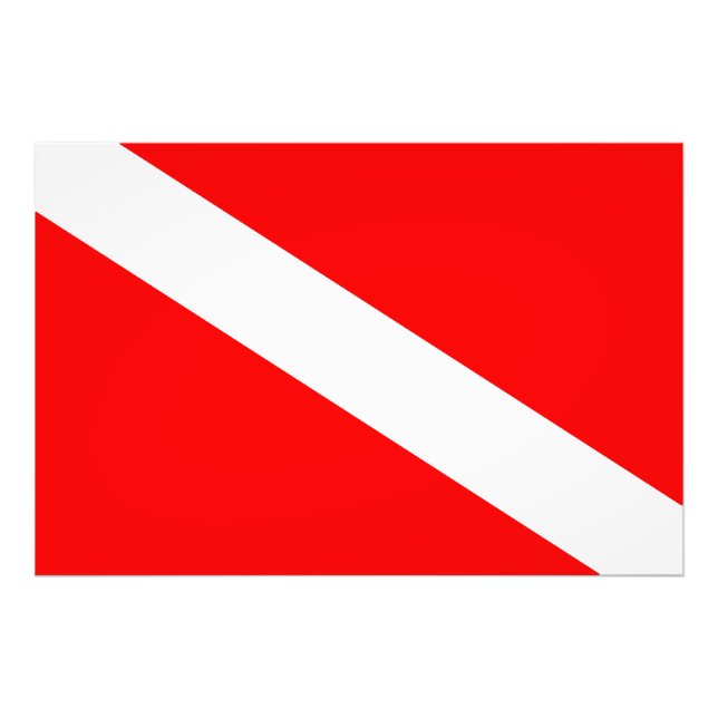 scuba divers flag red diagonal dive symbol photo print (Front)