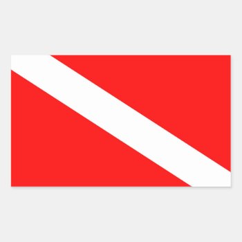 Scuba Divers Flag Red Diagonal Dive Symbol Rectangular Sticker by tony4urban at Zazzle