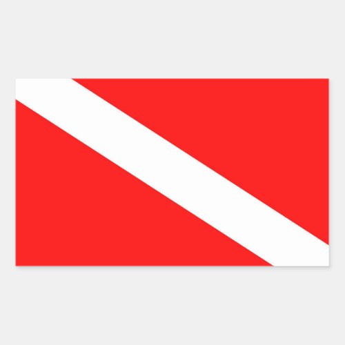 scuba divers flag red diagonal dive symbol rectangular sticker