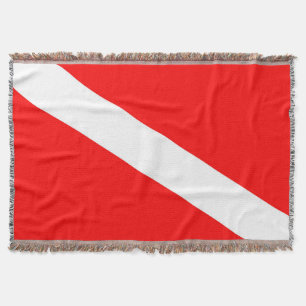 scuba divers flag red diagonal dive symbol throw blanket