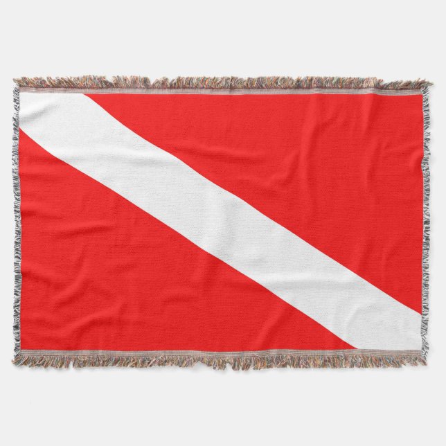 scuba divers flag red diagonal dive symbol throw blanket (Front)