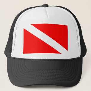 scuba divers flag red diagonal dive symbol trucker hat