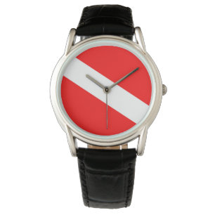 scuba divers flag red diagonal dive symbol watch