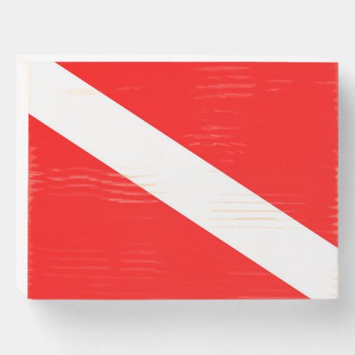scuba divers flag red diagonal dive symbol wooden box sign